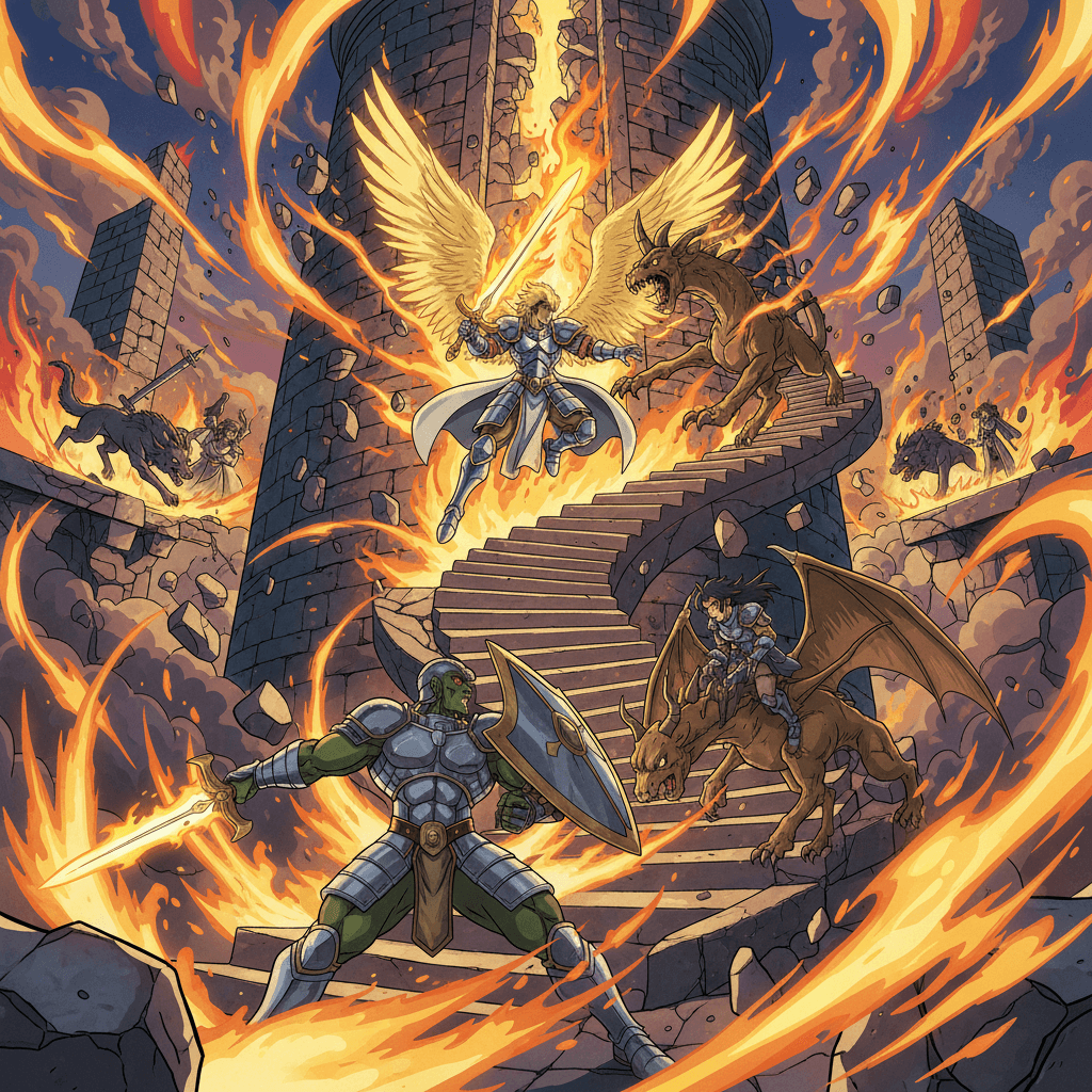 Epic Saga of the collapsing tower card - anime theme