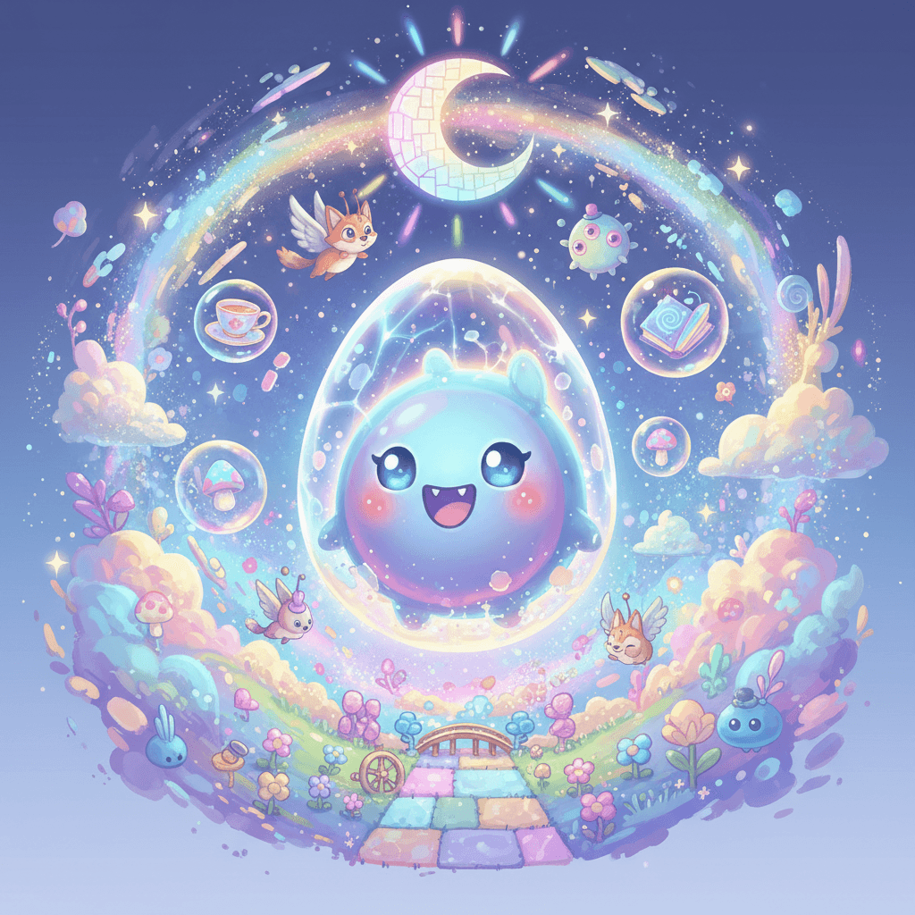 Epic tamagotchi card - whimsy theme