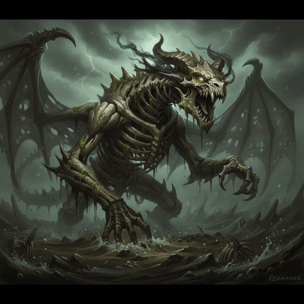 Rare Rotting Bone Drake card - fantasy theme