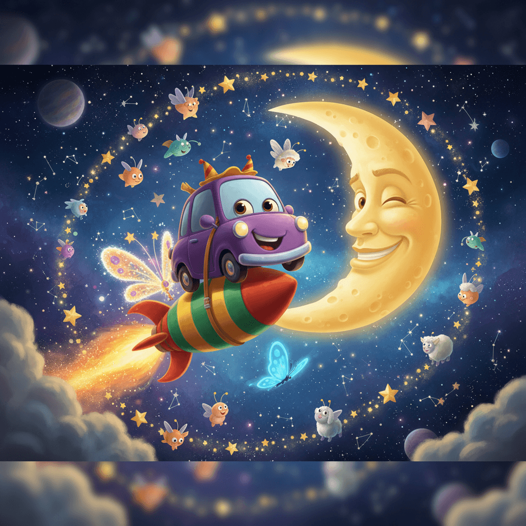 Epic Putt putt goes to the moon card - whimsy theme