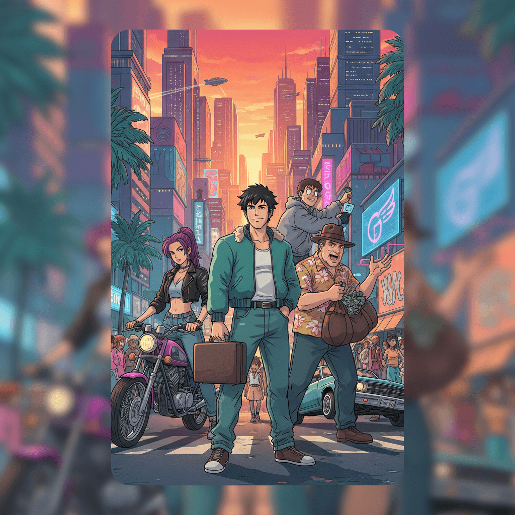 Epic Grand theft auto card - anime theme