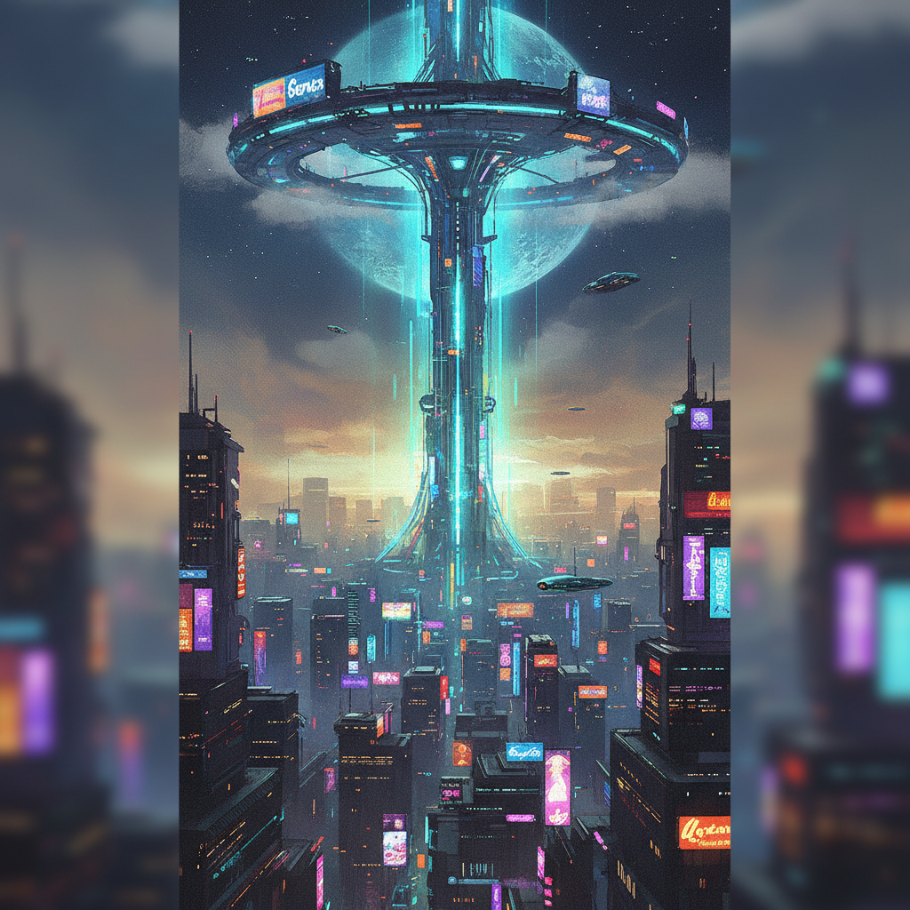 Epic Space elevator card - cyber theme