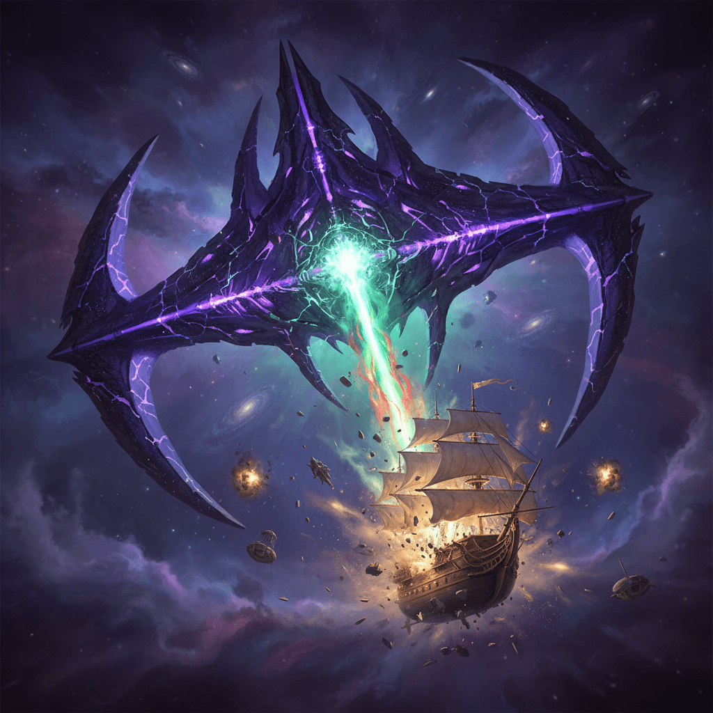 Legendary Alien spaceship card - fantasy theme