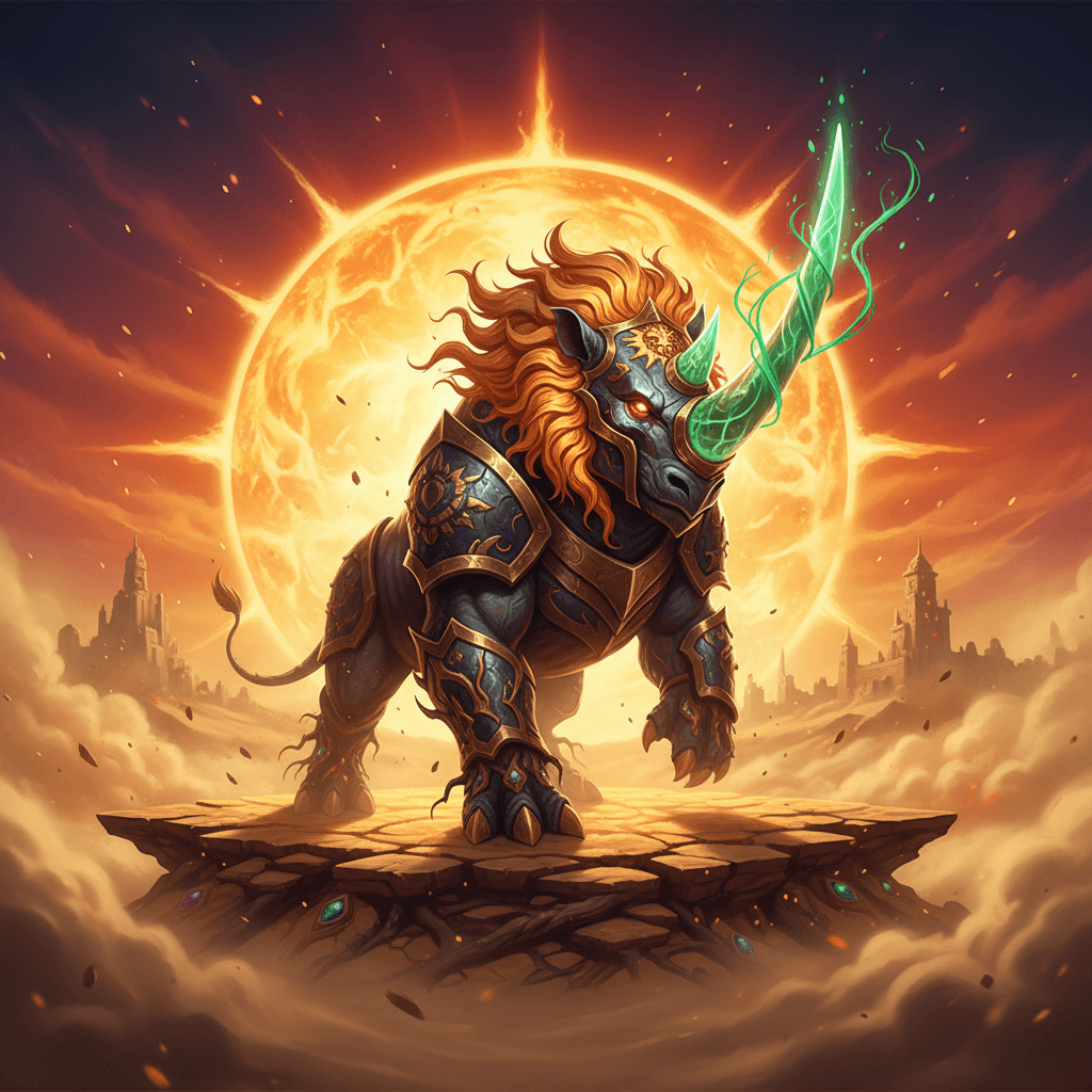 Epic Rhinoraxe card - fantasy theme