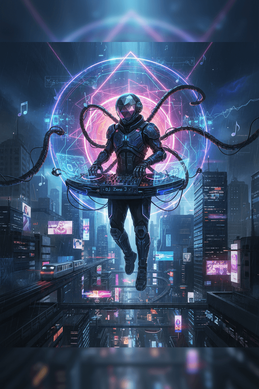 Common DJ Zero J card - cyber theme