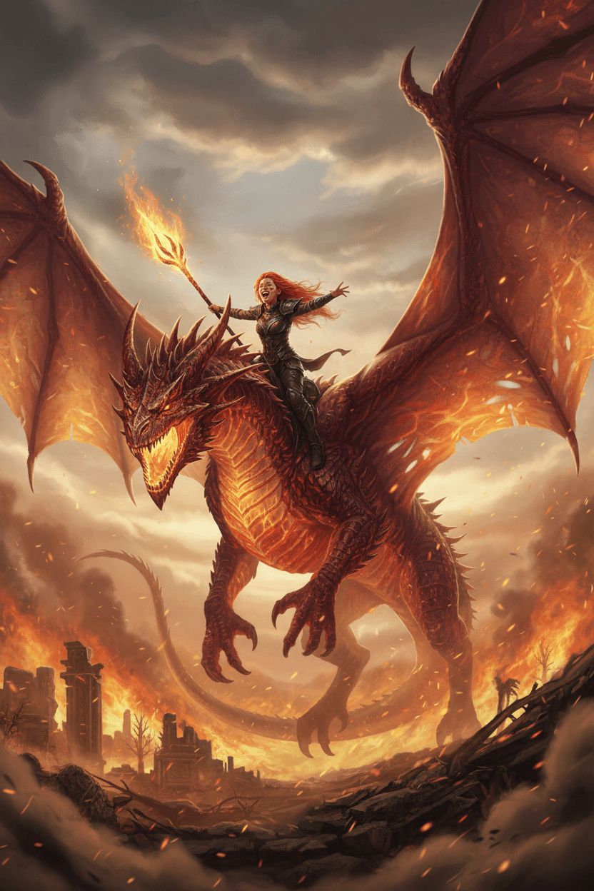 Epic Ember dragon card - fantasy theme