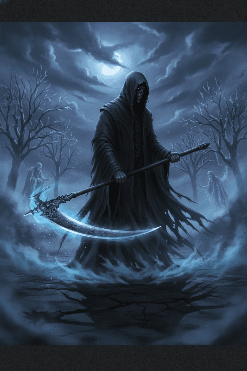 Rare Dark scythe card - fantasy theme